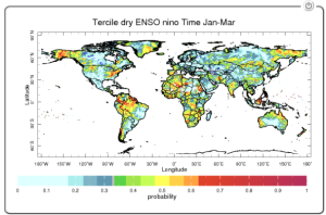This set of interactive  maps from IRI's Data Library shows the historical tendency of El Niño and La Niña to affect seasonal precipitation around the world.