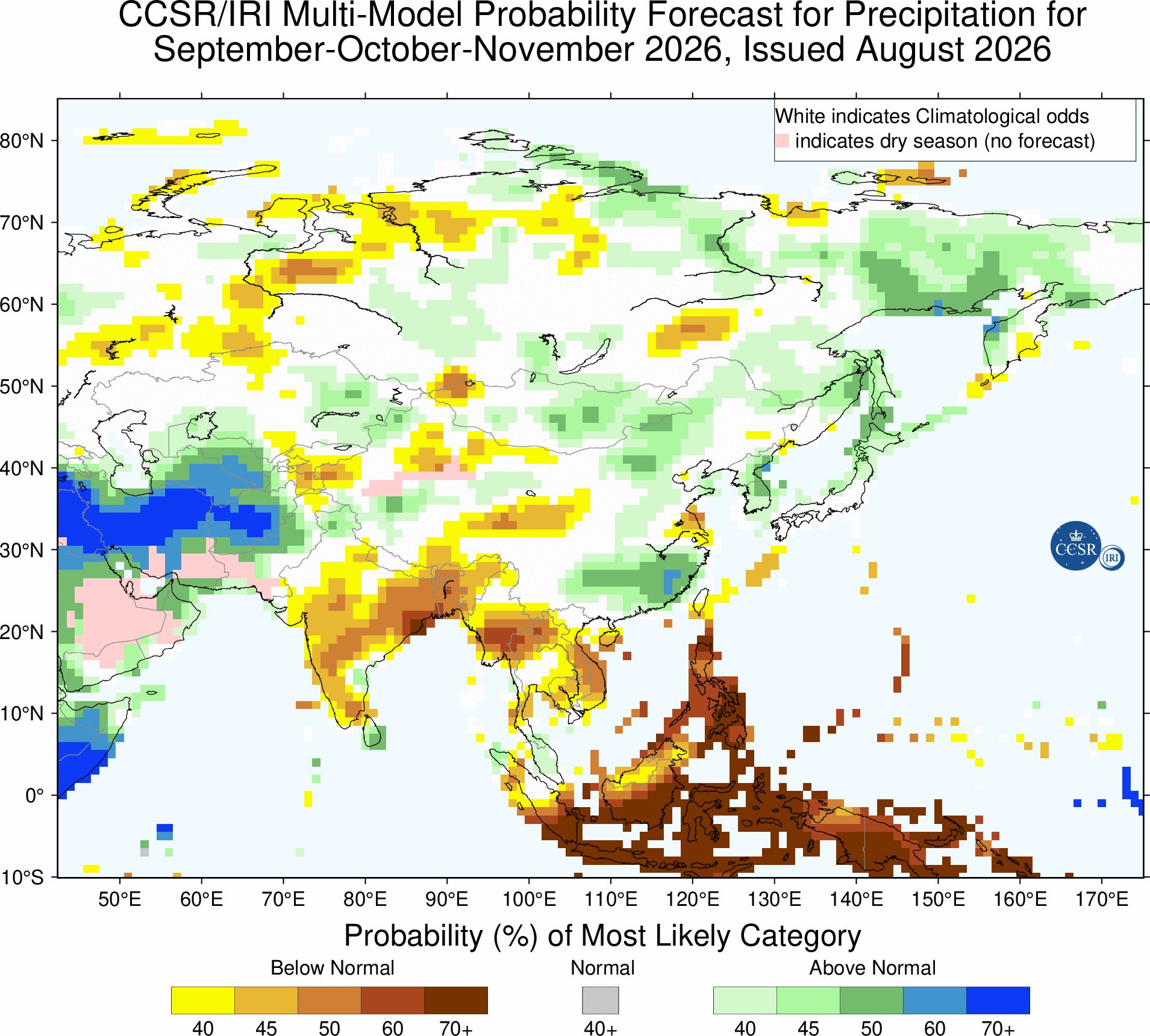 IRI MME Probability Forecast for Asia - Precipitation