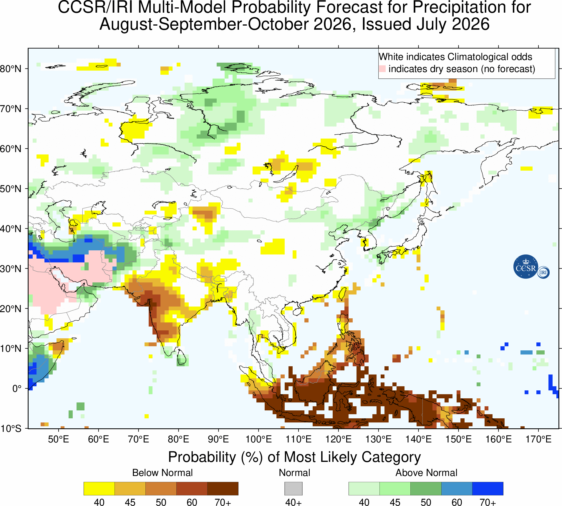 IRI MME Probability Forecast for Asia - Precipitation