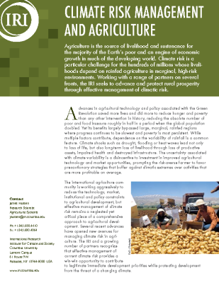 Climate Risk Management and Agriculture