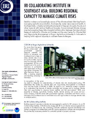 Southeaast Asia: Building Regional Capacity to Manage Climate Risks