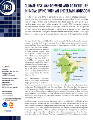 Climate Risk Management and Agriculture in India: Living with an Uncertain Monsoon