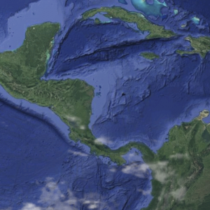 A satellite photo of Central America